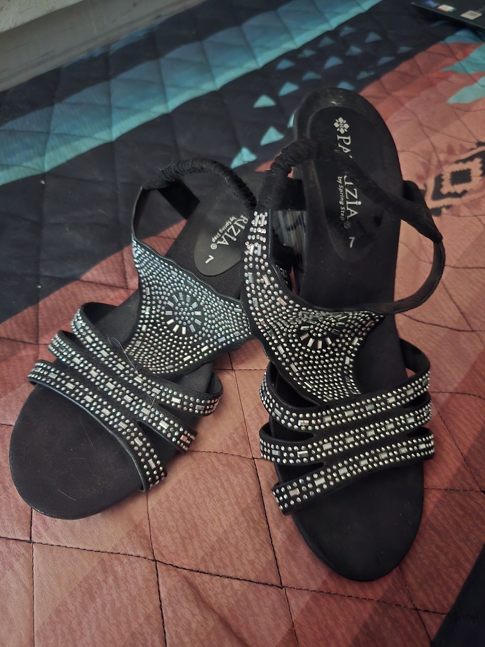 Black Embellished Women's Sandals
